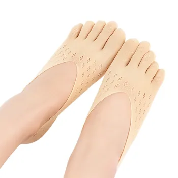 

New Ladies Velvet Plum Sock Slippers Mesh Breathable Invisible Shallow Silicone Boat Socks Five Finger Sock Slippers W4