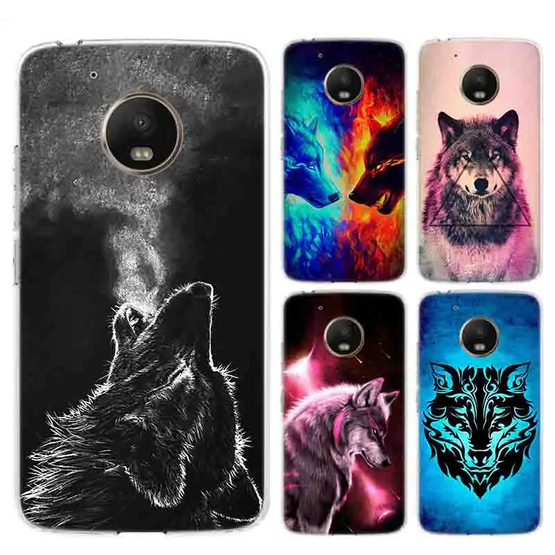Starry animal wolf Soft TPU mobile phone bagHeart Phone Case For Motorola MOTO G7 G6 G5S G5 E6 E5 E4 Plus power G4 Play Cover |