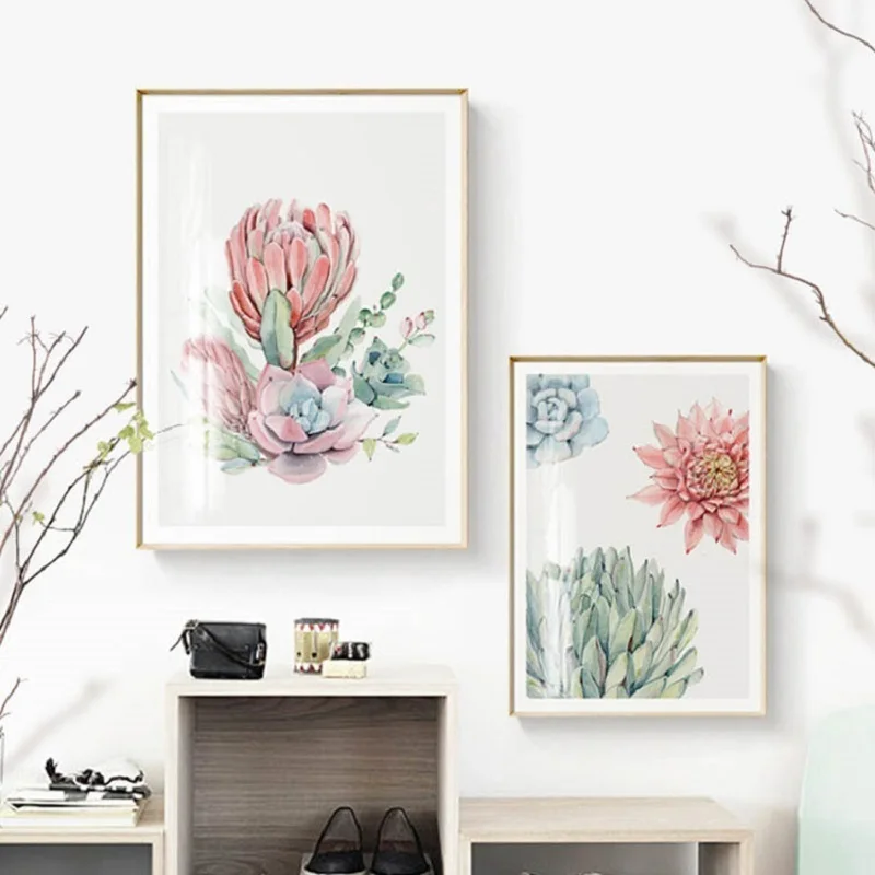 

Succulent Plants Wall Art Canvas Painting Green Leaves Plants Nordic Poster Pictures For Living Room Posters And Prints Unframed
