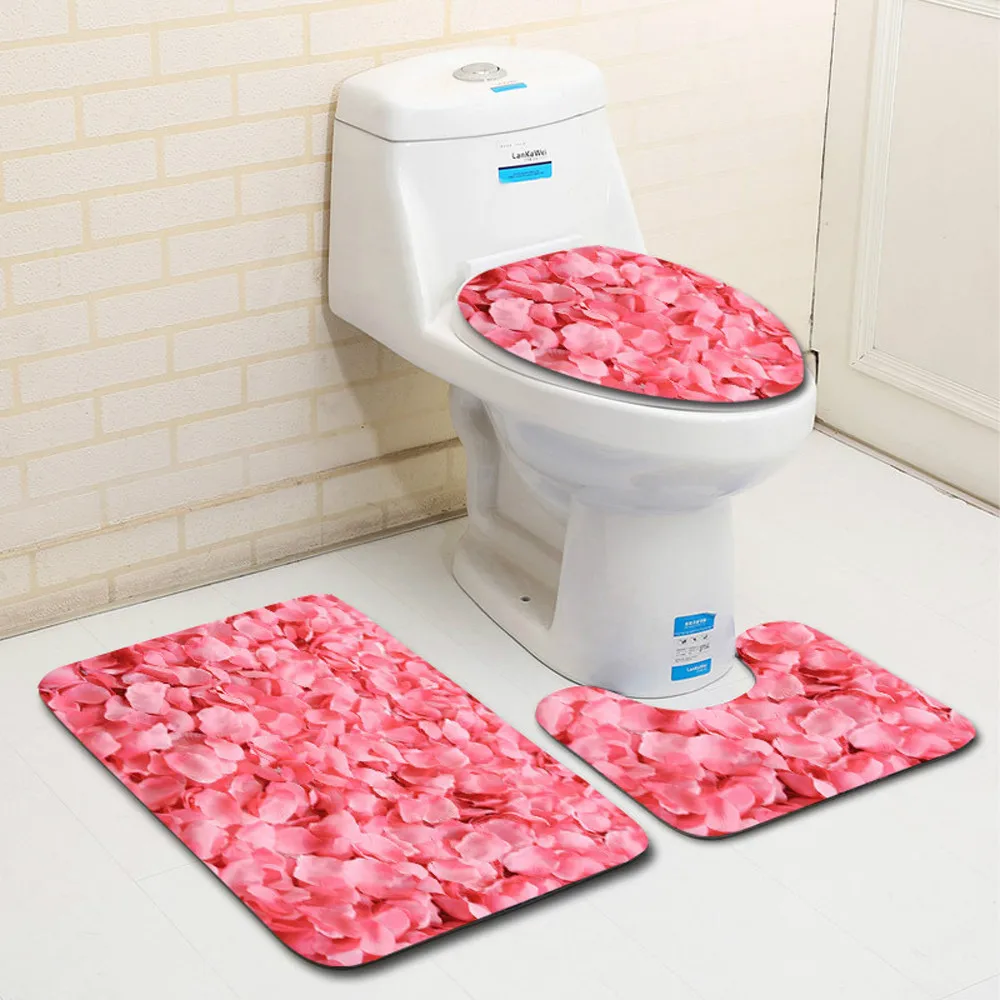 Цветная серия ко Дню Святого Валентина, базовый ковер для ванной+ крышка для унитаза+ коврик для ванной комнаты, набор для домашнего туалета, декор из трех предметов 308Z
