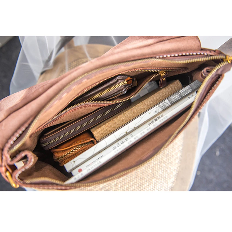 AETOO Tanning leather handmade tot bag retro head cowhide Cambridge bag Leather portable shoulder crossbody bag