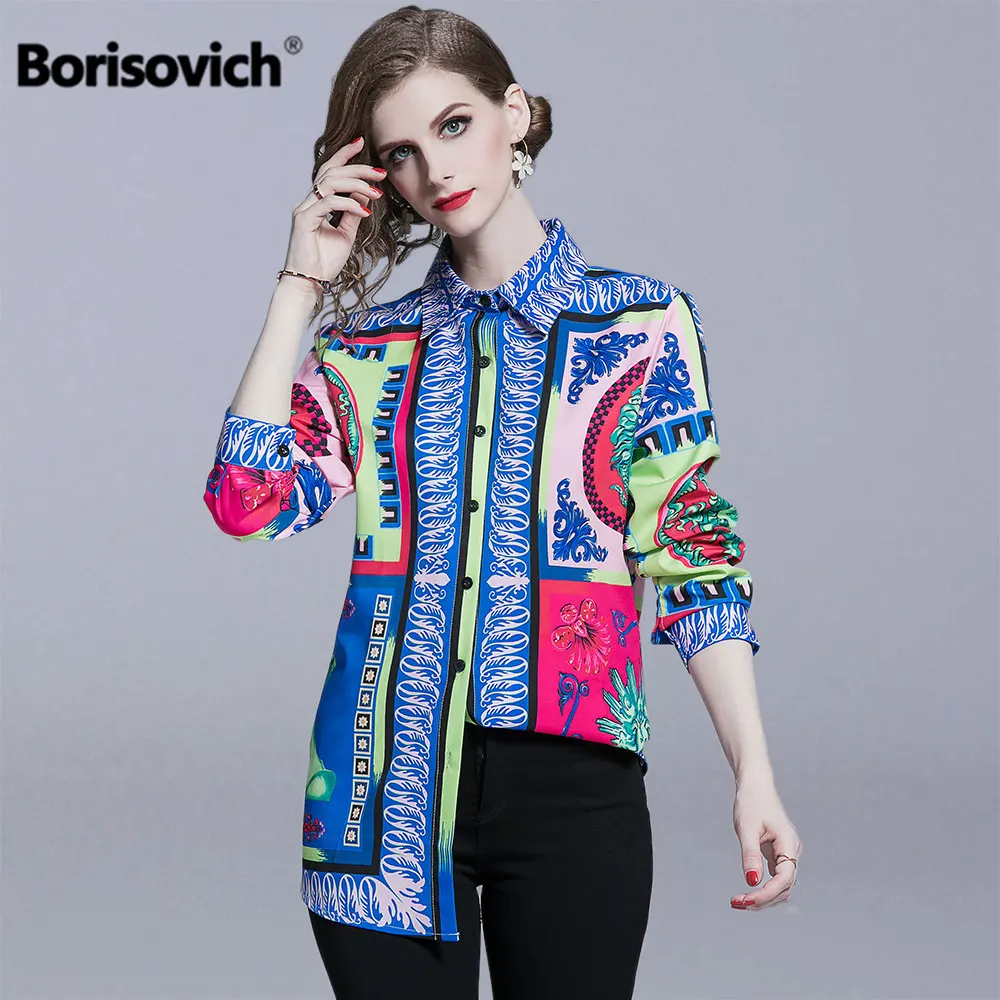 Женская Повседневная Длинная рубашка Borisovich винтажная с отложным воротником