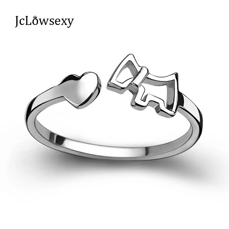 Authentic 925 Sterling Silver Cute Heart Dog Adjustable Ring For Women Anillo Bijoux Femme Jewelry Wedding Gift | Украшения и