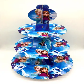

1Pcs 3-tier Disney Frozen Elsa and Anna Theme Wedding Baby Shower Cartoon Disposable Cake Stand Kid Girl Birthday Party Supplies