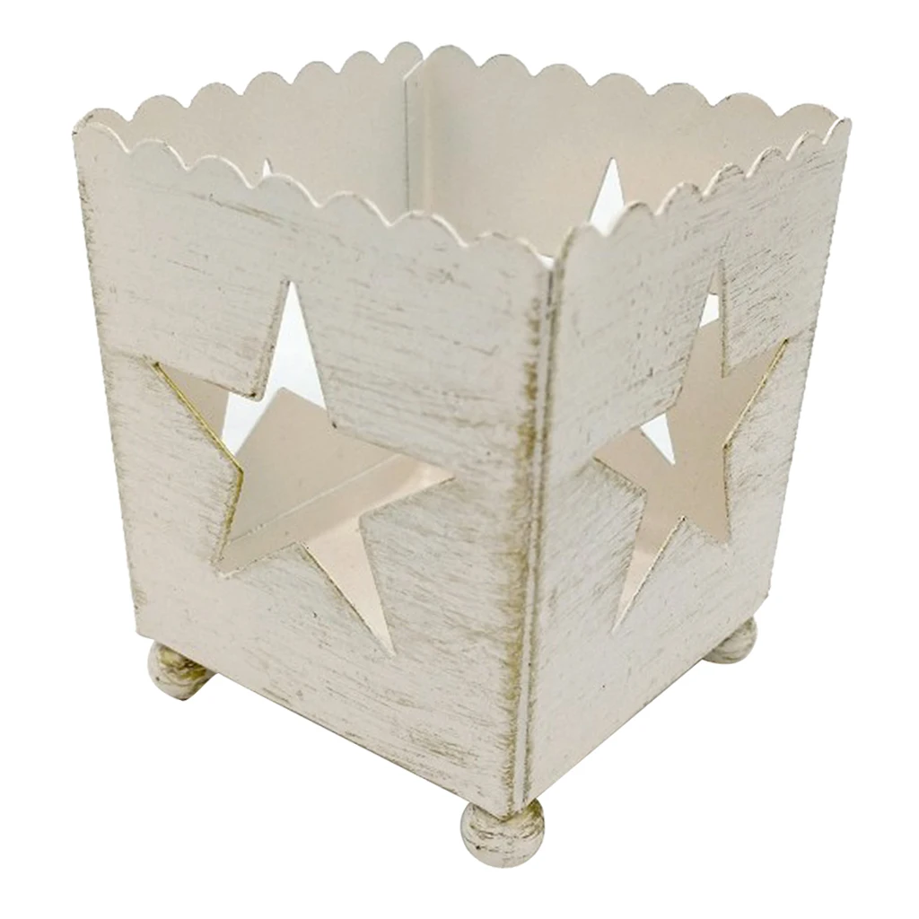 Mini 5x6.5x5.5CM Vintage Wrought Iron Christmas Candle Holder Hollow Star Tree Tree Heart Home Party Decoration