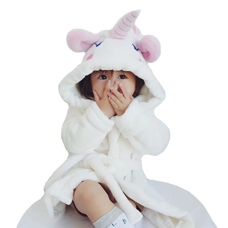 

Children's Bathrobes Unicorn Style Heed Terry Bathrobe For Girls Flannel Cartoon Animal Robes Dressing Gown Kids Home Clothing
