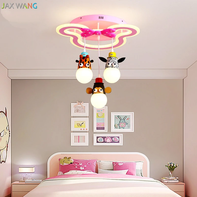 Современный американский светильник-Люстра для детской комнаты, люстра с животными из смолы, лампа для мальчиков и девочек, украшение в спальню с героями мультфильмов