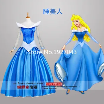 

Free Shipping New brand Custom made Halloween pink blue S-XL Adult sleeping beauty princess aurora costume cosplay fancy dress