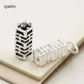 

China Design DIY Handmade Bracelet Material Pure Silver "Xi" Word Shaped Pattern Wedding Decoration Pedants with Hang Ring i023G