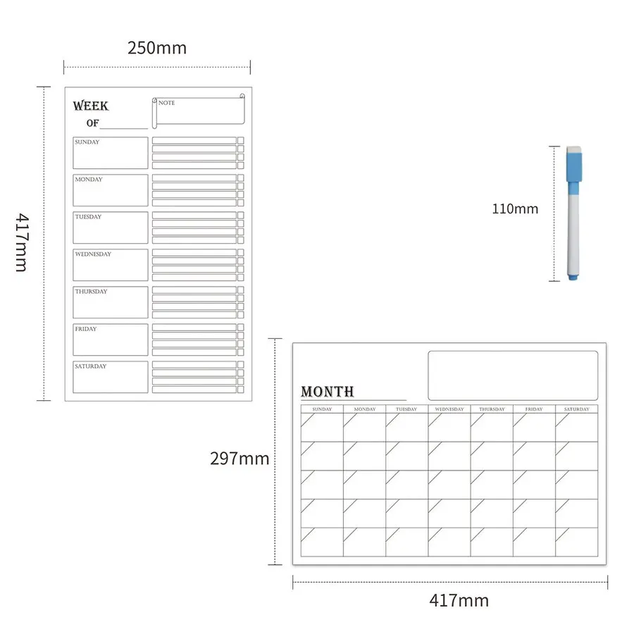 2pcs set magnetic whiteboard dry erase board magnets fridge week daily planner