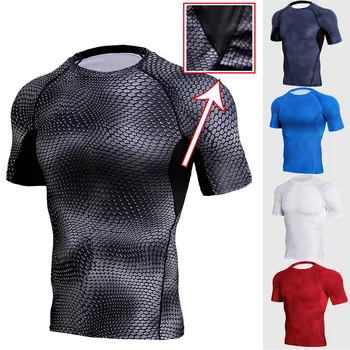 

New Quick Dry Top Man's T-Shirt Gym Fitness Tights Top Soccer Jerseys Running Tee Shirt Demix Mens Sportswear rashgard Male