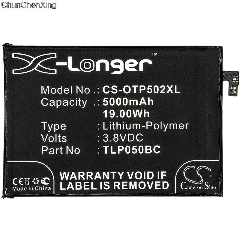 Аккумулятор Cameron Sino 5000 мАч CAC5000006CC TLP050BC для Alcatel 5023F One Touch Pixi 4 Plus Power Dual