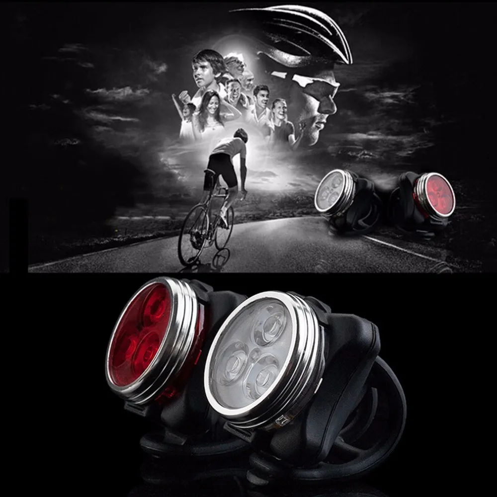Красный/белый велосипед 3 светодиодный 4 режима головы спереди и сзади хвост светильник USB Перезаряжаемые на открытом воздухе для велоспорта и отдыха на природе, с крышкой в виде велосипеда Шахтерский фонарь