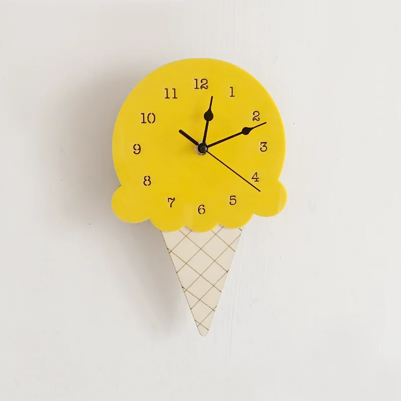 

Decorative Home Ice Cream Clock Cartoon Mute Clock Wall Decoration Children's Room Clock Soft Best Selling 2019 Products
