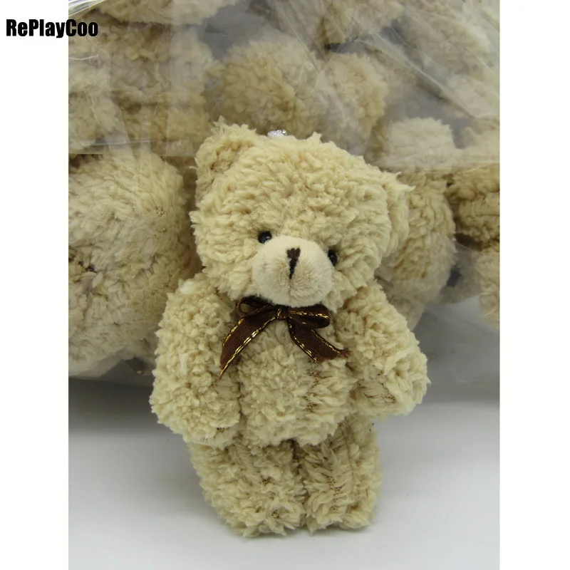 

40PCS/LOT Kawaii Small Joint Teddy Bears Stuffed Plush Whit Chain 12CM Toy Teddy-Bear Mini Bear Ted Bears Plush Toys Wedding 019
