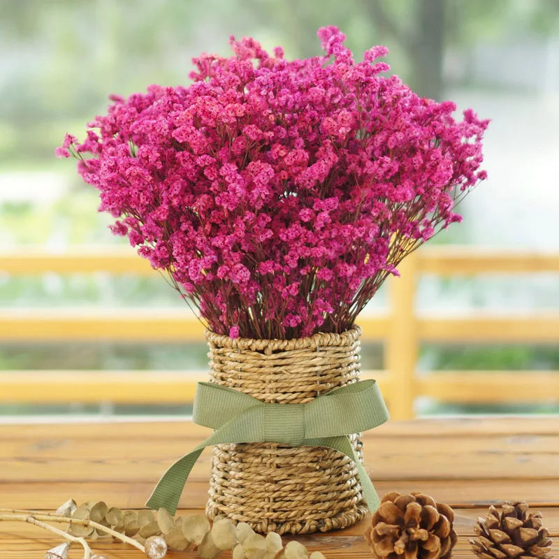 Festival Gift Bouquet Of Dried Flowers Home Decoration True Flower Ornaments Starry Forget-Me-Not With Small Basket JH64 (3)