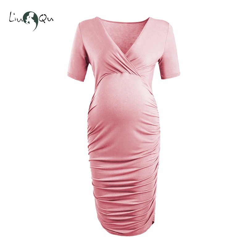 pink bodycon maternity dress