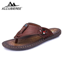 ALCUBIEREE Branded Men’s Casual Shoes Made of Leather Sports Shoes for Men Slippers for Slats 2018 Summer Shoes