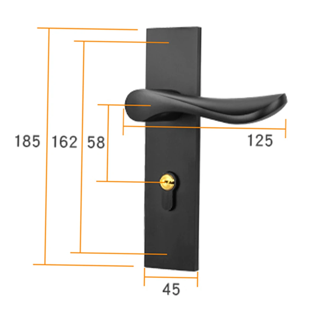 Door Handle Lock Front Back Lever Lock Bathroom Bedroom Door Handles #1