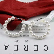 Новые жемчужные серьги-гвоздики для женщин, большие жемчужные круглые серьги, длинные серьги, модное Европейское Ювелирное Украшение для ночного клуба