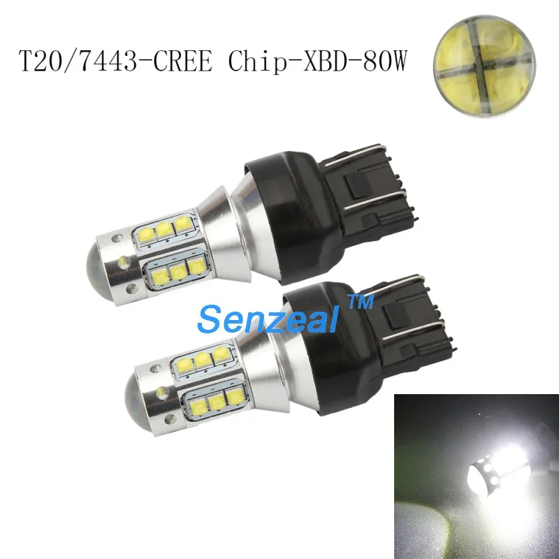 2 шт. T20 7443 светодиодный 80 Вт 16SMD CREE чип Автомобильные светодиодные лампы задние