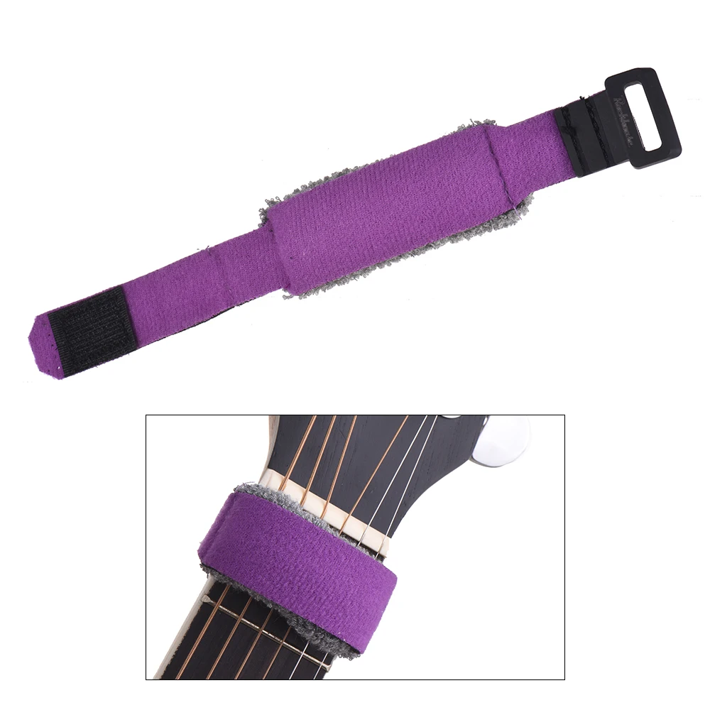 Guitar Fret Strings Mute Dampeners Strap Muter Wraps for Acoustic Guitars Bass Ukulele String Instruments Guitar Accessories - Color: purple