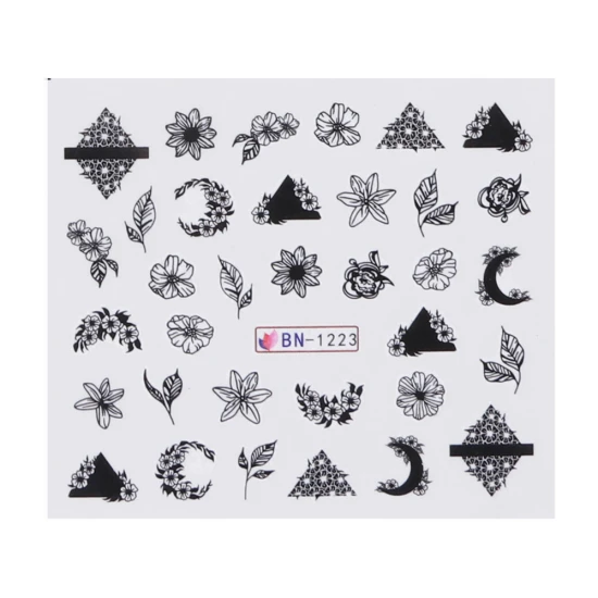 1pcs Nail Stickers Black Line Sexy Girl Slider Writing Letter Tattoo Nail Art Water Transfer Decals Manicure Decor TRBN1237-1248 - Цвет: BN-1223