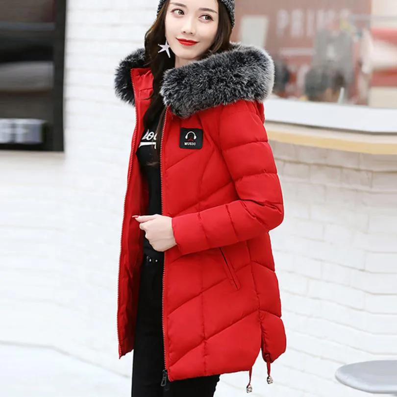 

FEITONG Women's down jacket Ladies Slim Hooded Down Padded Long Winter Warm Parka Outwear Jacket Coat Casual Hooded Overcoat