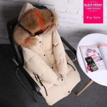 3 цвета, 90% утиный пуховик, модный брендовый пуховик, женский большой меховой воротник из натурального меха енота с капюшоном, утепленное пуховое пальто, wq46