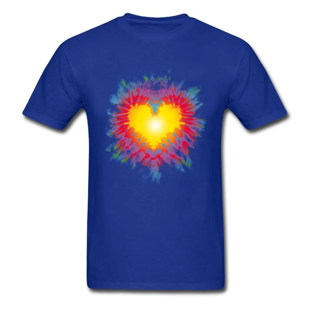 Tie Dye Heart Graphic Leisure Tops Shirts O-Neck ostern Day Pure Cotton Short Sleeve T Shirt for Men Printed On Tee-Shirts Tie Dye Heart blue