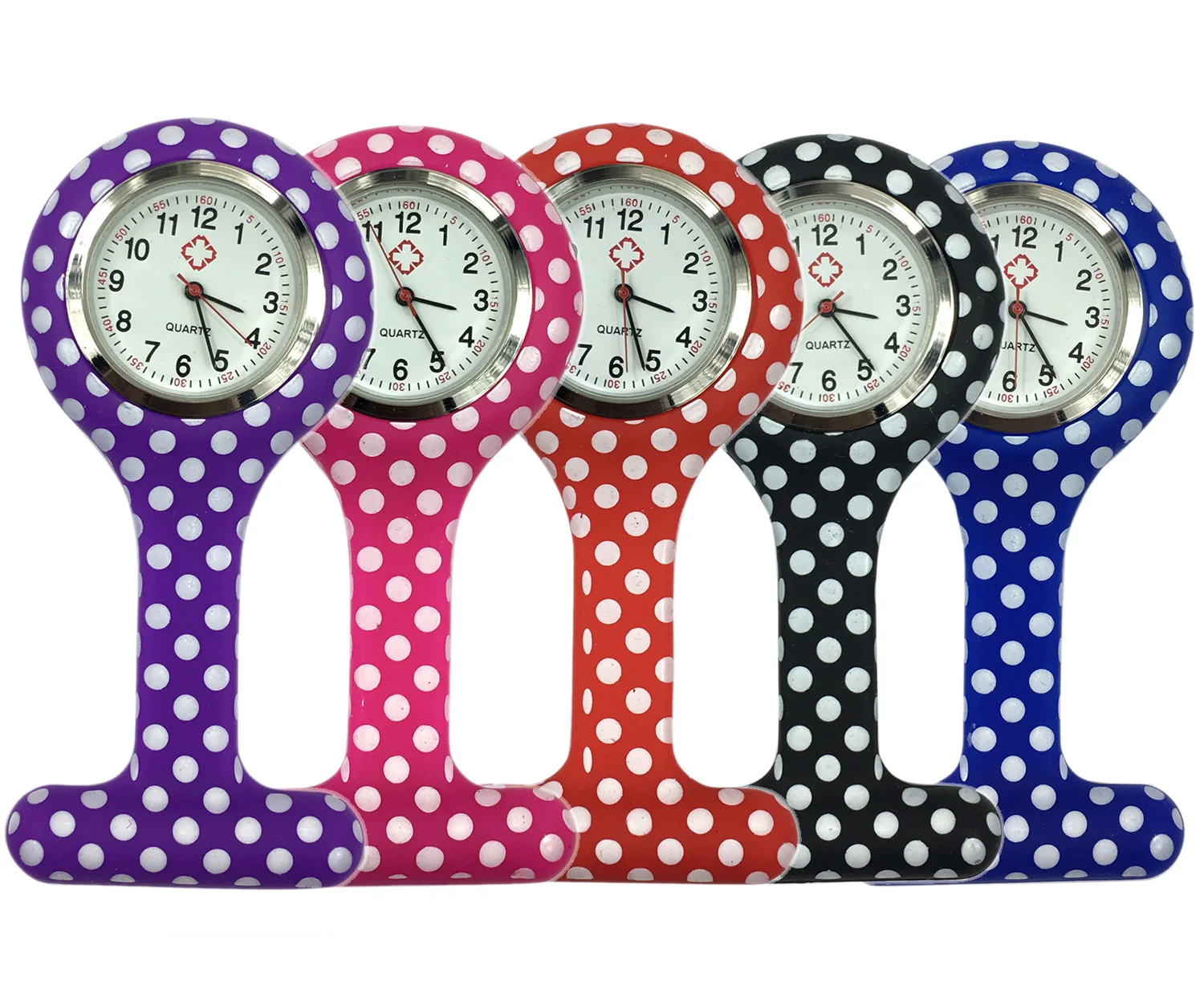 5pcs Set Round Clip Silicon Nurse Rubber Pocket FOB Watches Women
