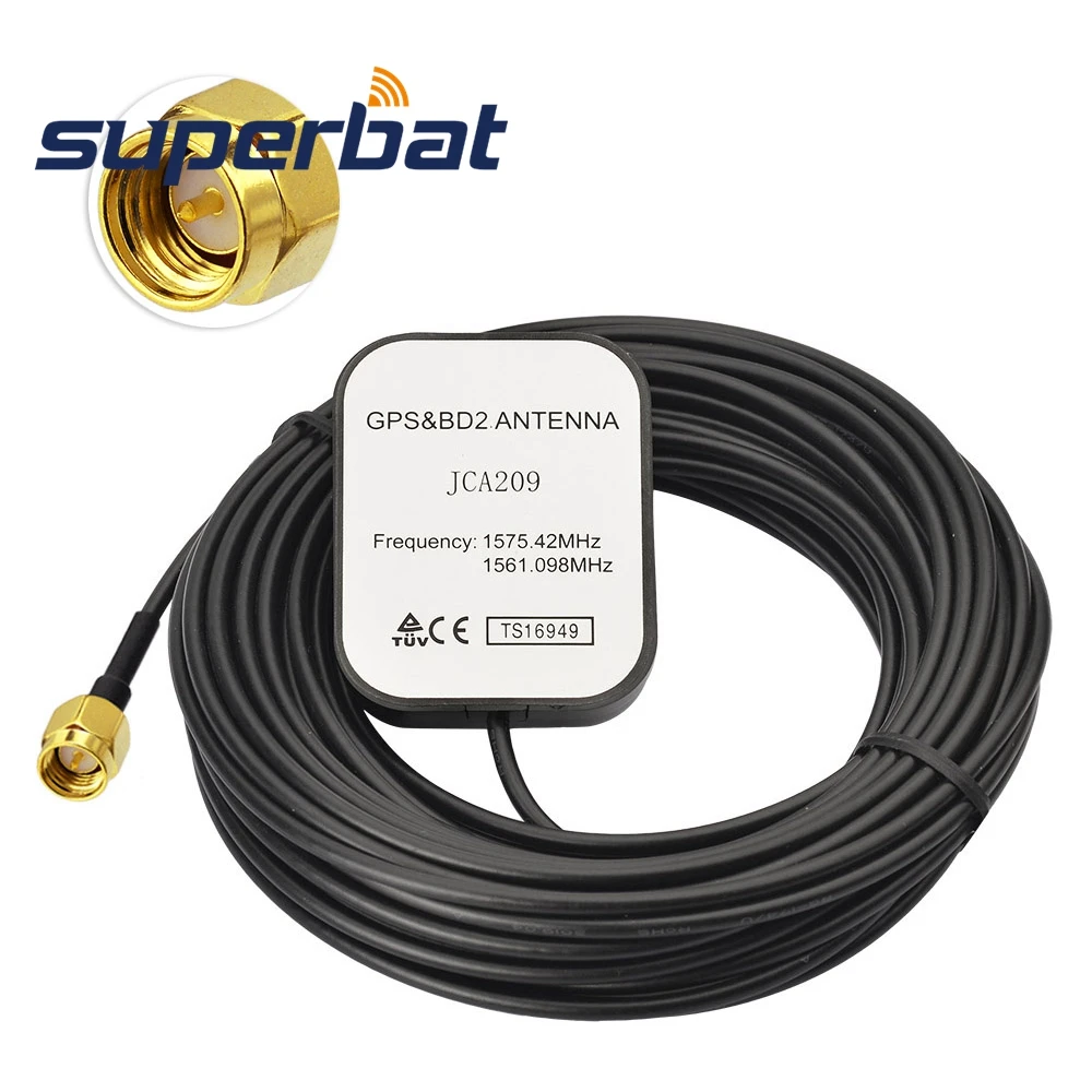 Superbat 1575.42MHz Car RV GPS Active Antenna Aerial Signal Booster SMA Male for GPS Receivers/Systems Mobile RG174 10m Cable