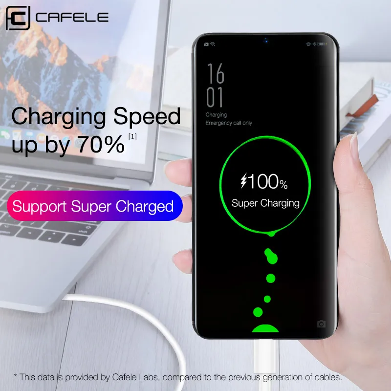 Кабель Cafele 5A для быстрой зарядки type-C для huawei mate 20 P20 Pro Xiaomi Mix 2 2S Quick Charge USB кабель для samsung S9 OnePlus 6