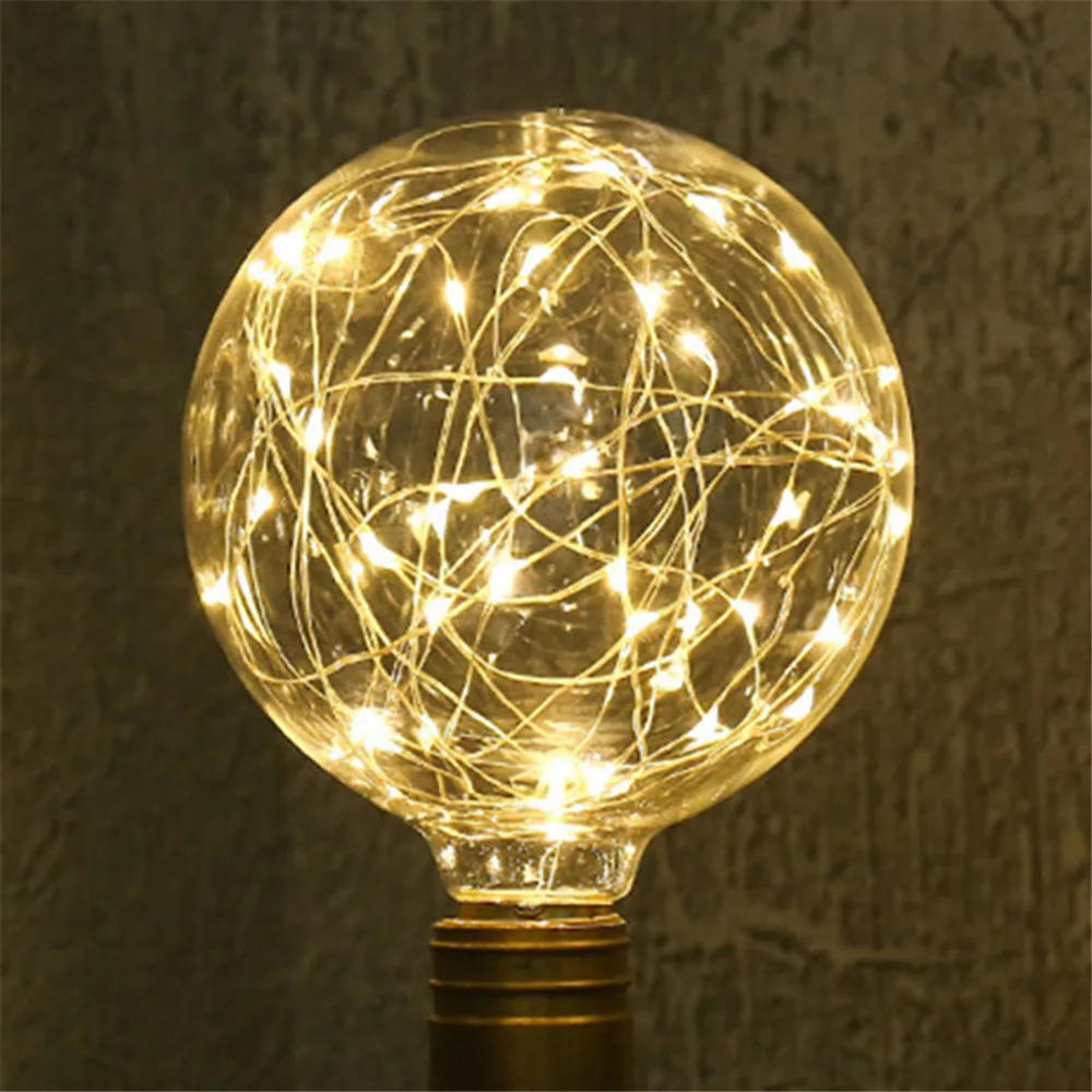 2pcs 1pcs Colorful G95 LED Filament Bulbs Starry Sky Copper Wire Bulb Chirstmas String Lamp Glass for indoor Christmas Decor