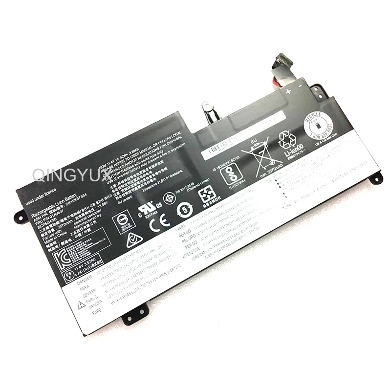 

QINGYUX New 11.4V 42Wh 1AV437 01AV400 01AV401 01AV402 SB10K97594 3ICP5/54/90 Laptop Battery for Lenovo ThinkPad S2 13 Notebook