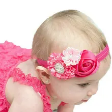 8PCS kids Baby Girl Rose Flower elastic headband Hair Ribbon Baby hair flower band children hair