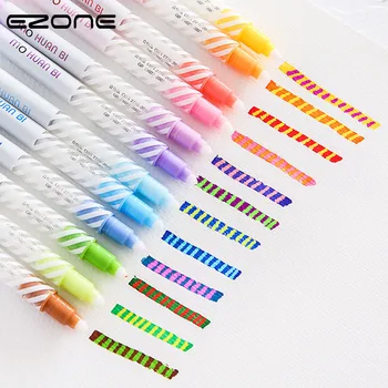 

EZONE Candy Color Highlight Pen Double Headed Fluorescent Pen Discoloration Mark Pen For Child Painting Graffiti School Supply