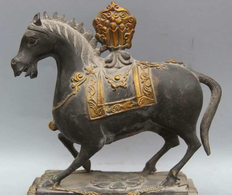 

JP S0524 6 Chinese Bronze Gold Fengshui Zodiac Year Success Horse sculpture Statue Discount 35%