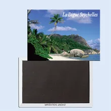 Туристические сувениры, холодильник магнитный, изысканный подарок 24573, Anse Source dArgent, La Digue, Сейшелы