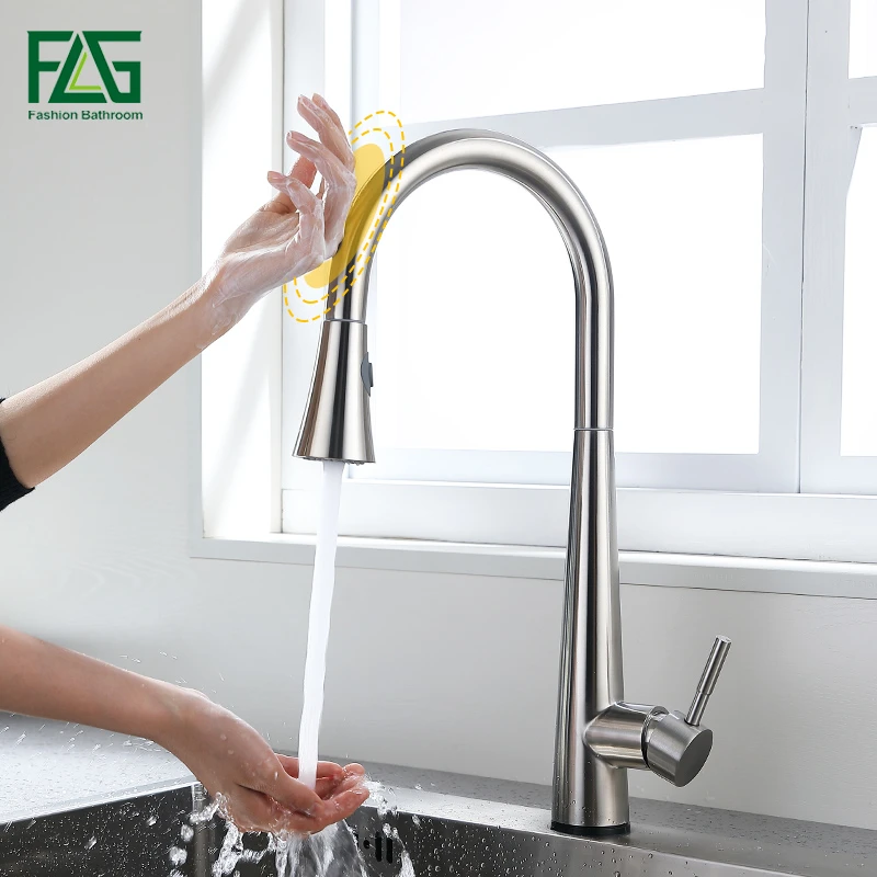 FLG Stainless Steel Touch Control Kitchen Faucets Smart Touch Inductive