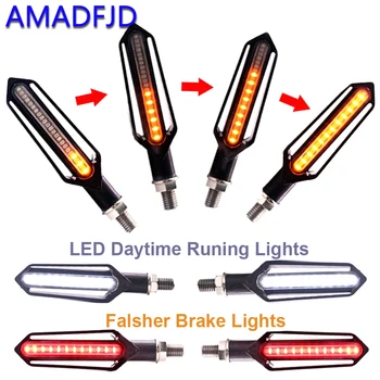 

AMADFJD 4 Pcs Led Motorcycle Turn Signal Light DRL Flowing Turn Signal Flasher Blinker Indicator Lights Brake Light Motorcycle