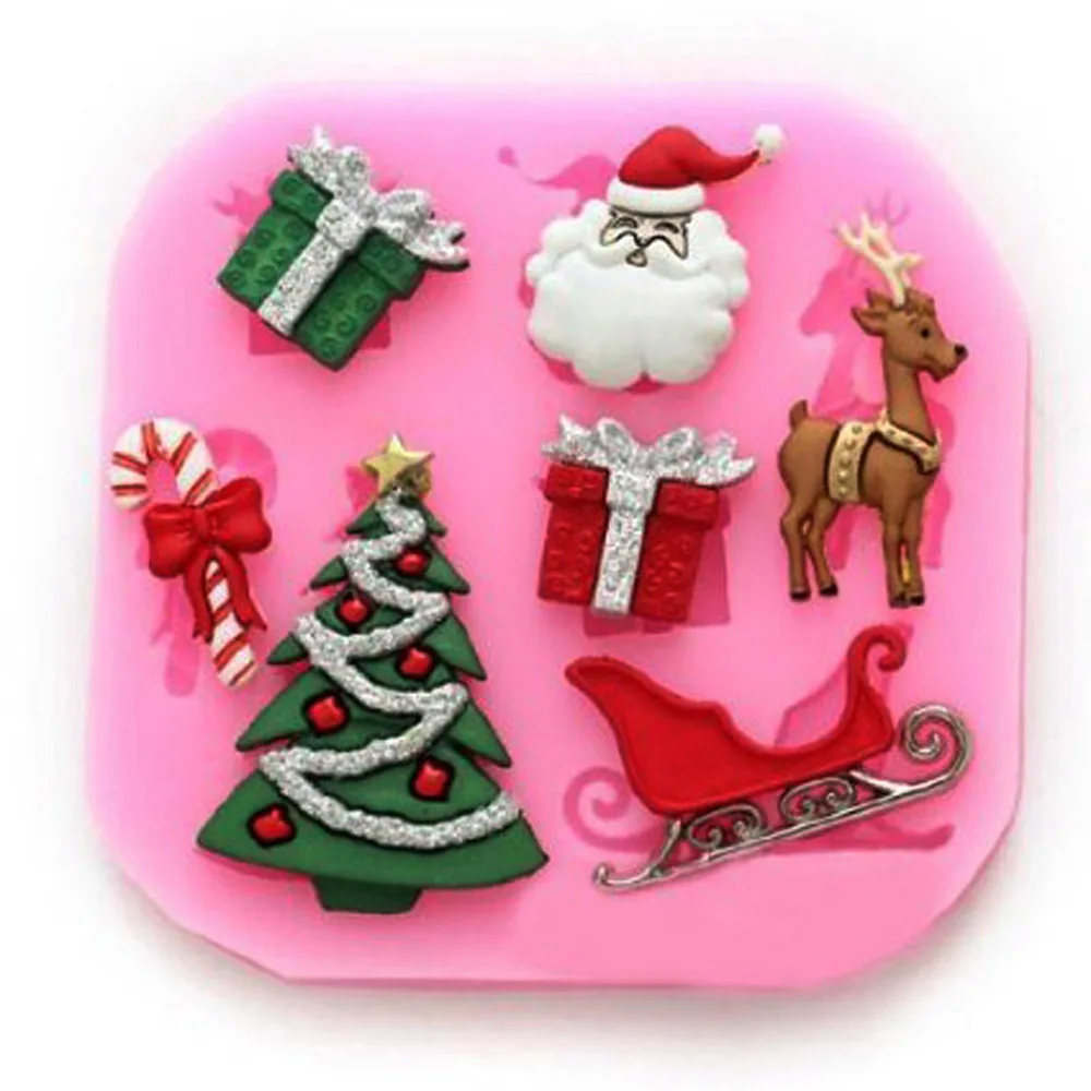 

DIY Christmas Tree Gift Cake Decorating Fondant Silicone Sugar Craft Molds