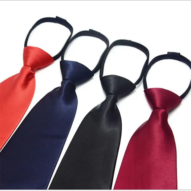 8cm zipper tie men's business necktie zip polyester neck tie black red