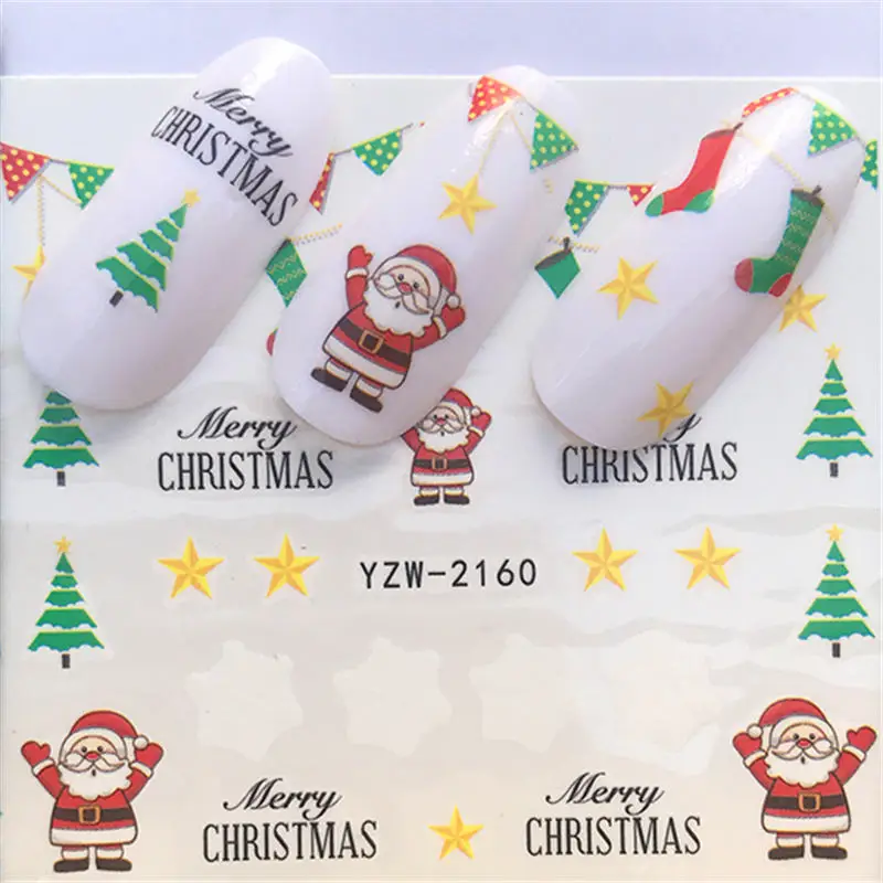 YWK beauty Рождество переводные наклейки для ногтей украшения маникюрные инструменты дизайн Санта Клауса снеговика - Цвет: YZW-2160