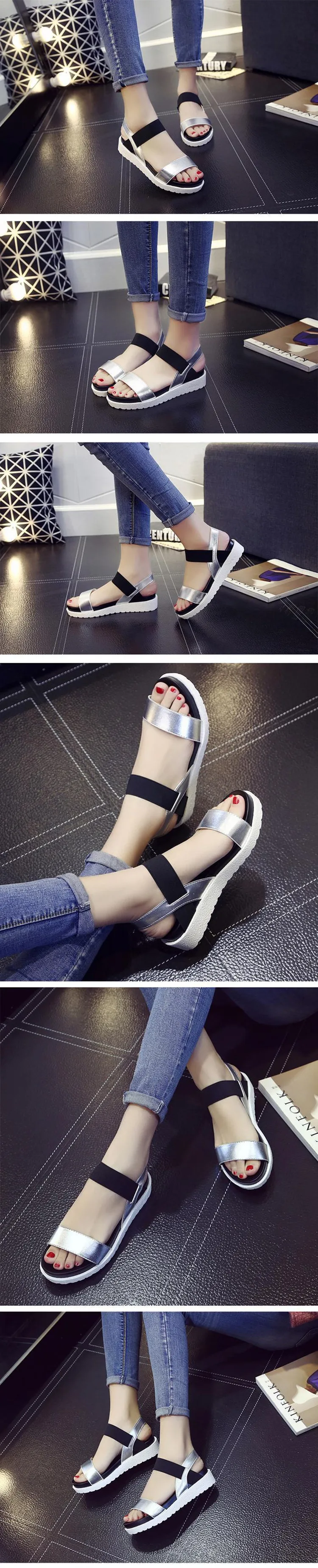 New Hot Sale Sandals Women Summer Slip On Shoes Peep-toe Flat Shoes Roman Sandals bohemian sandals shoes woman 4 colors T88