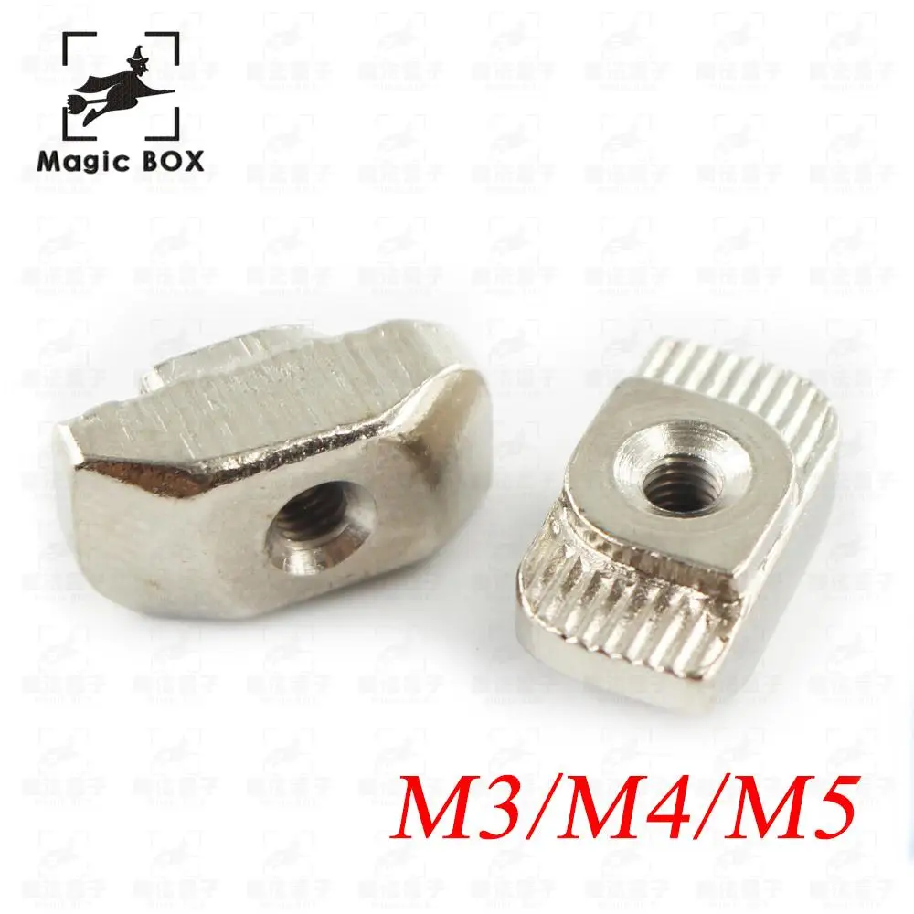 

100Pcs M3 M4 M5 Carbon steel T type Nuts Fastener Aluminum Connector For EU Standard 2020 Industrial Aluminum Profile for Kosse