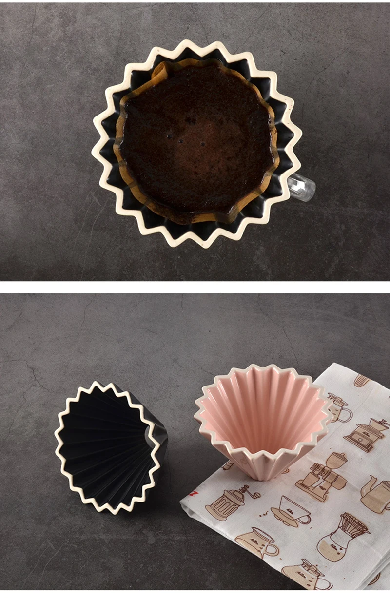 Цветы Керамика Кофе эспрессо чашка-фильтр для кофе и рисунком в виде птичек-оригами фильтровальные чаши V60 Воронка капельного ручной фильтры для чашки аксессуары для кофе