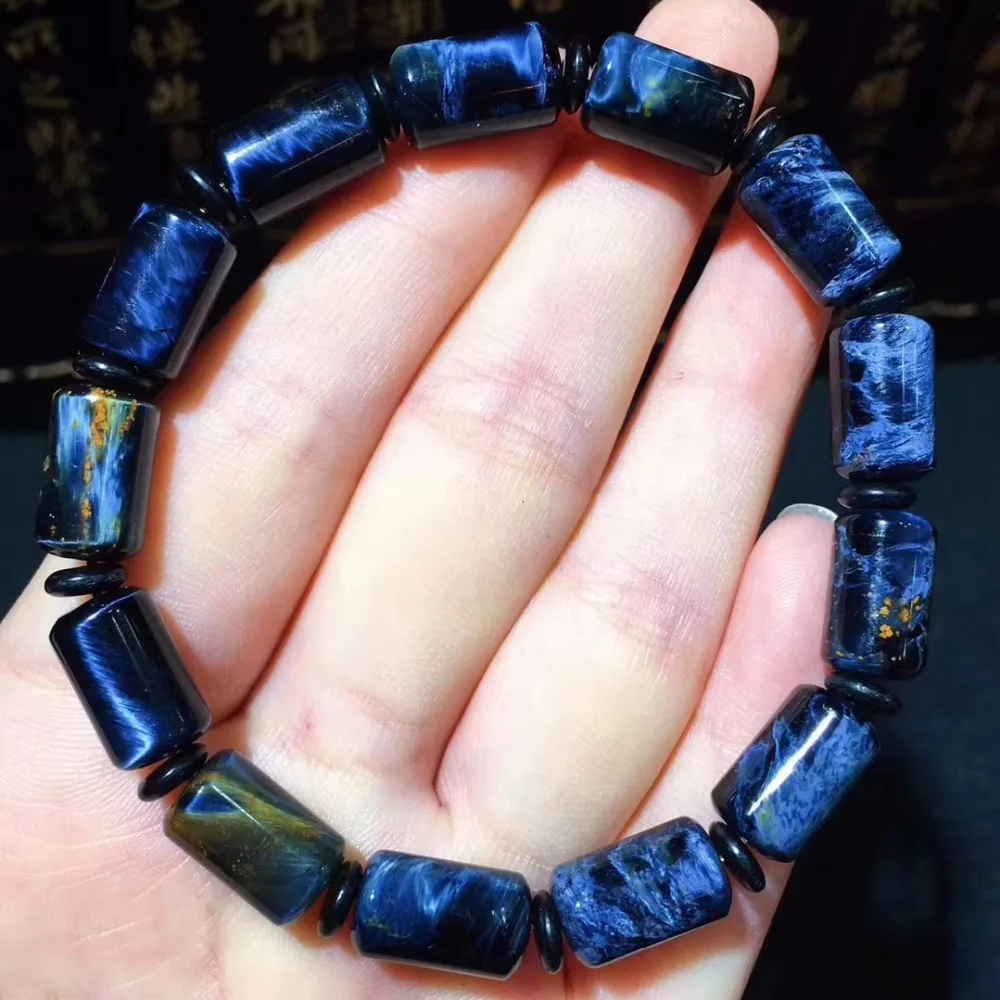 

Genuine Natural Pietersite Blue Yellow 13x8mm Gemstone Namibia Barrel Bead Stretch Bracelets Man Women Drop Shipping AAAAA