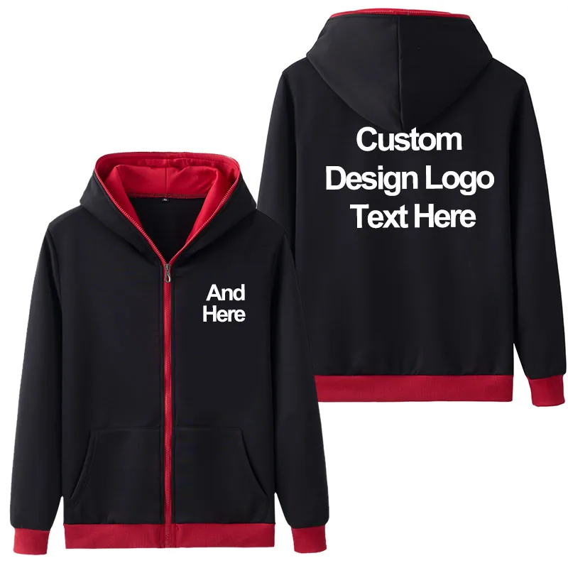 

New Spring Autumn Men Casual Hoodies High Quality DIY Design Custom Printing Sweatshirt Fleece Coat Print Men's Jacket