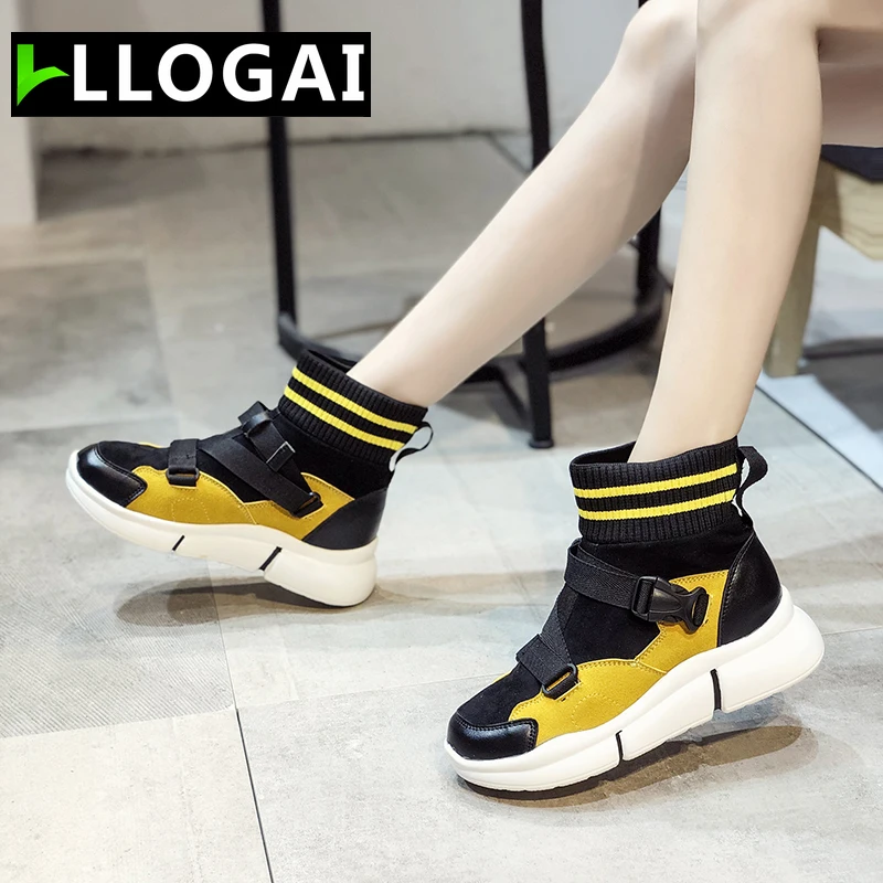 

Comfortable Platform Sneakers Women Casual Shoes Vulcanized Shoes High Top Round Toe Ladies Shoes Spring and Autumn Women Shoes